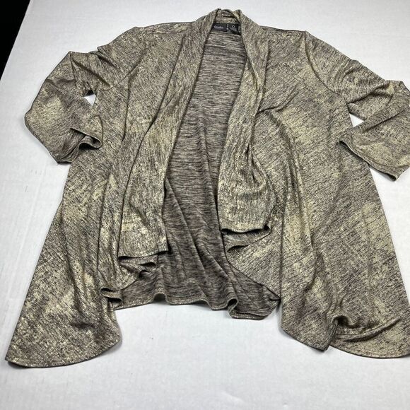 Chicos Travelers Cardigan Jacket Gold Gray Open Front Casual Stretchy 0 SMALL - Picture 2 of 10